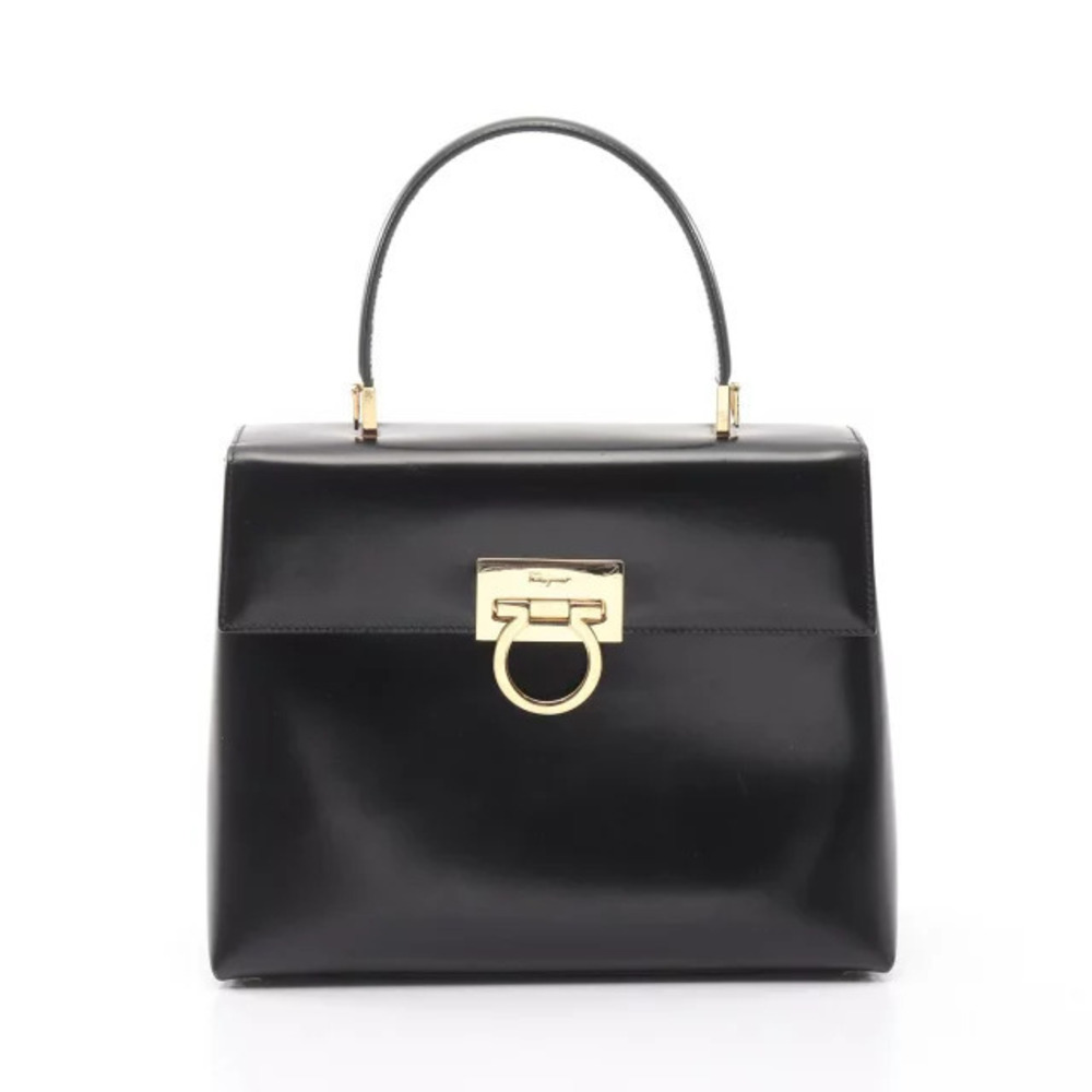Salvatore Ferragamo Gancini Handbag Leather Black